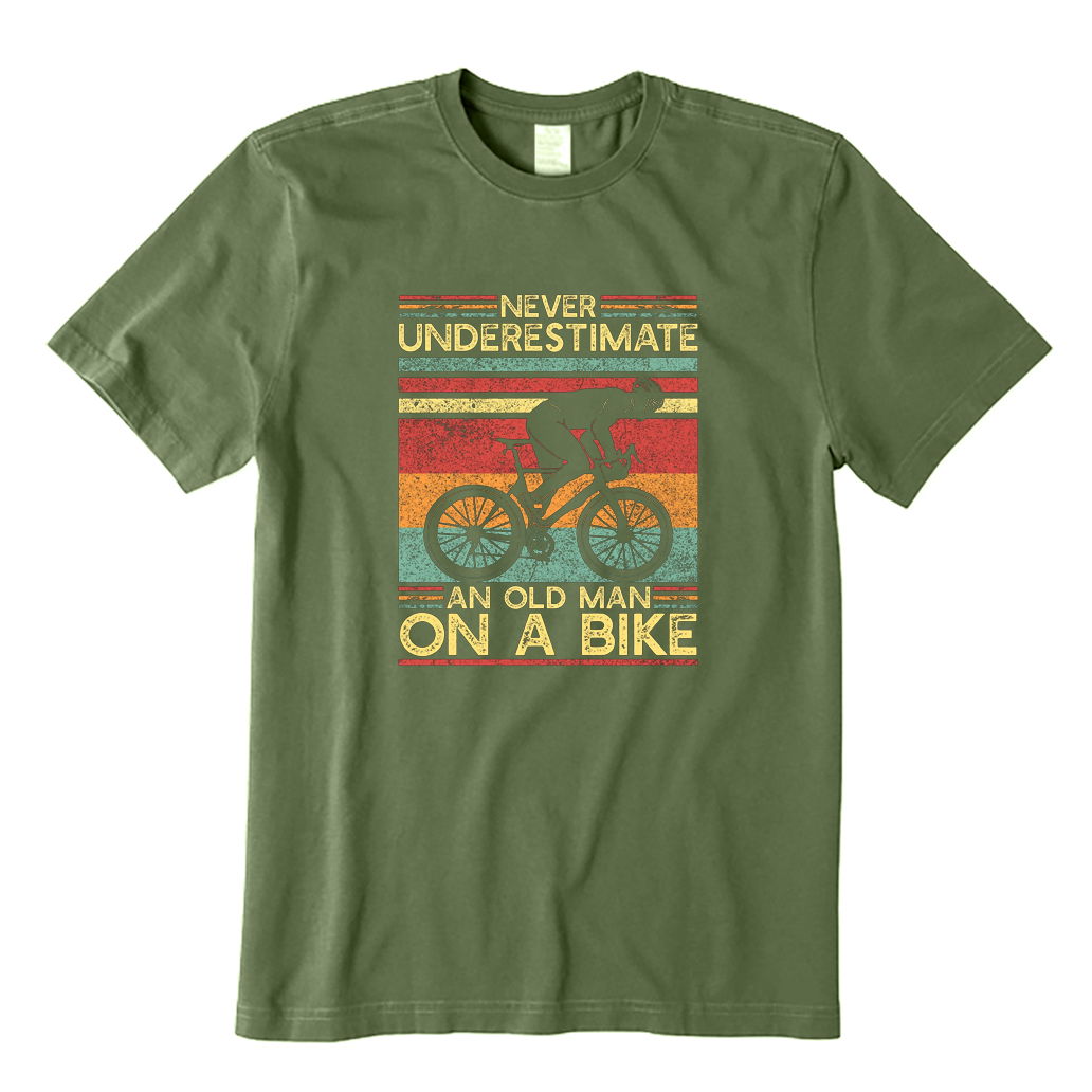 Never Underestimate An Old Man on A Bike T-shirt