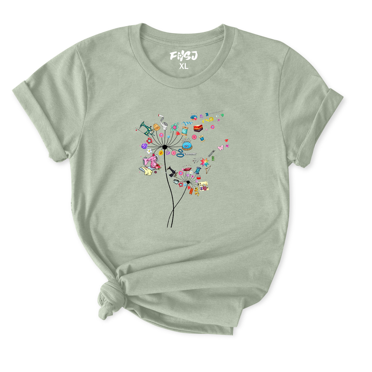 Cute Sewing Dandelion Flowers T-Shirt for Women