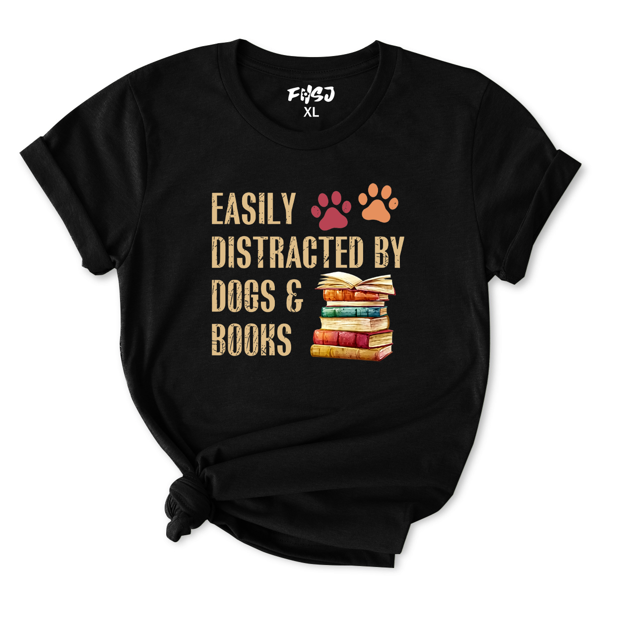 Easily Distracted By Dogs & Books T-Shirt for Women