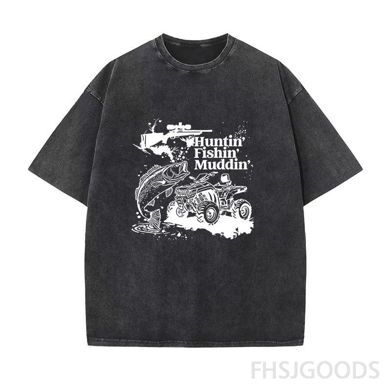 Huntin Fishin Muddin Unisex Distressed T-Shirt