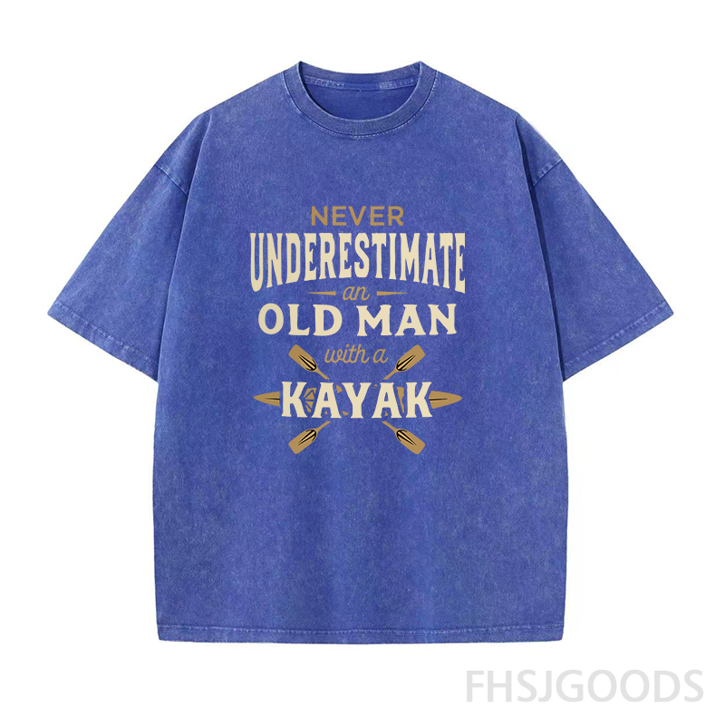 Never Underestimate An Old Man with A Kayak Unisex Distressed T-Shirt