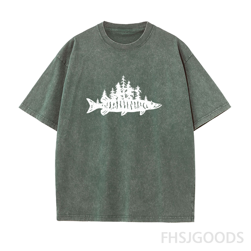 Fishing Forest Unisex Distressed T-Shirt