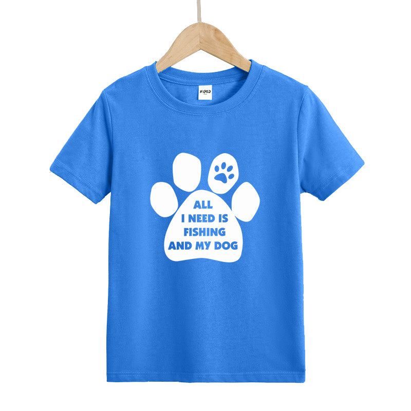 ALL I NEED IS FISHING AND MY DOG Kids T-Shirt