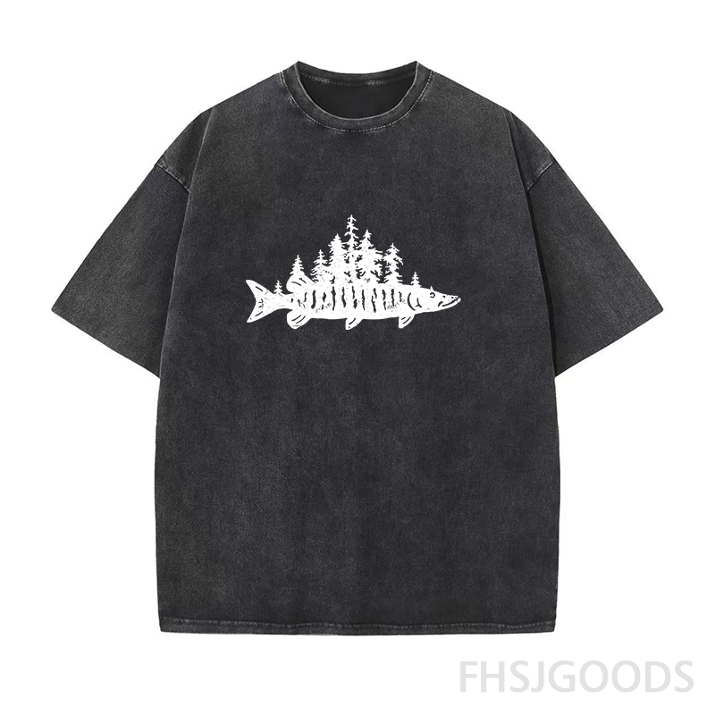 Fishing Forest Unisex Distressed T-Shirt