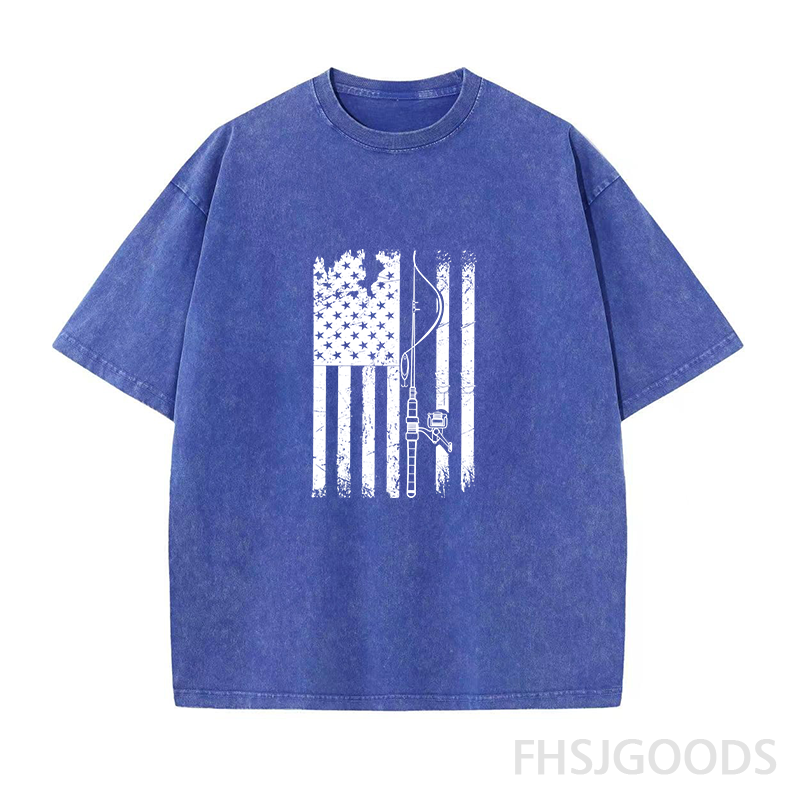 USA Fishing Flag Unisex Distressed T-Shirt