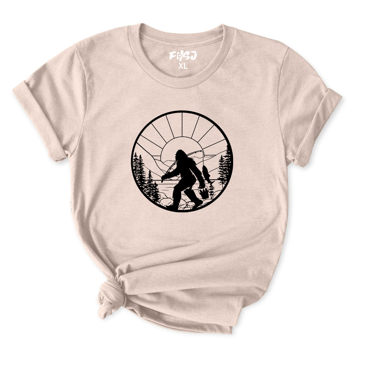 Funny Bigfoot Fishing T-Shirt for Women