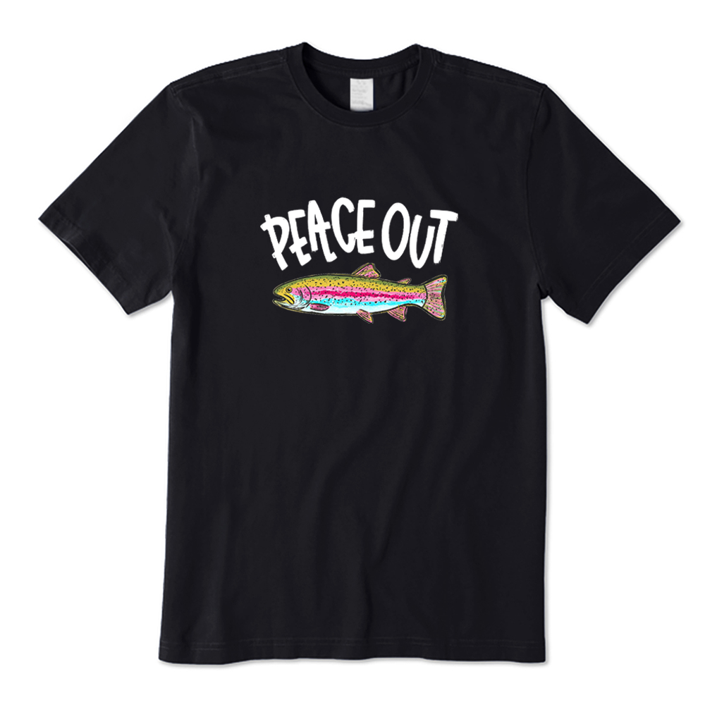 Peace Out Rainbow Trout Fishing T-Shirt