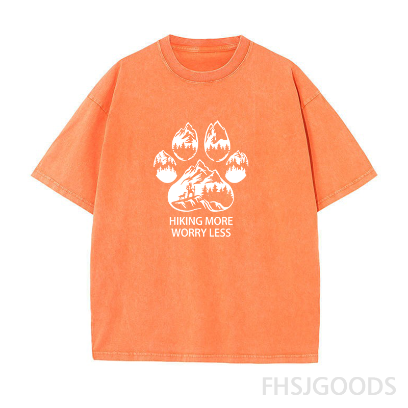 Hiking More Worry Less Unisex Distressed T-Shirt