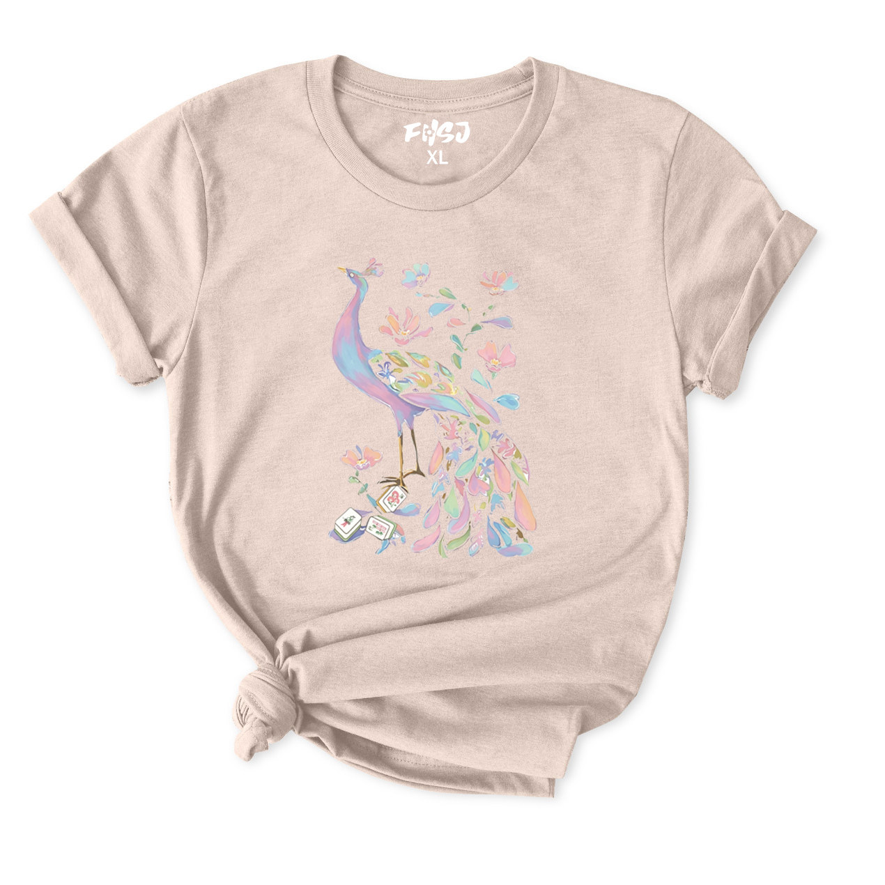 Pastel Peacock Mahjong T-Shirt for Women