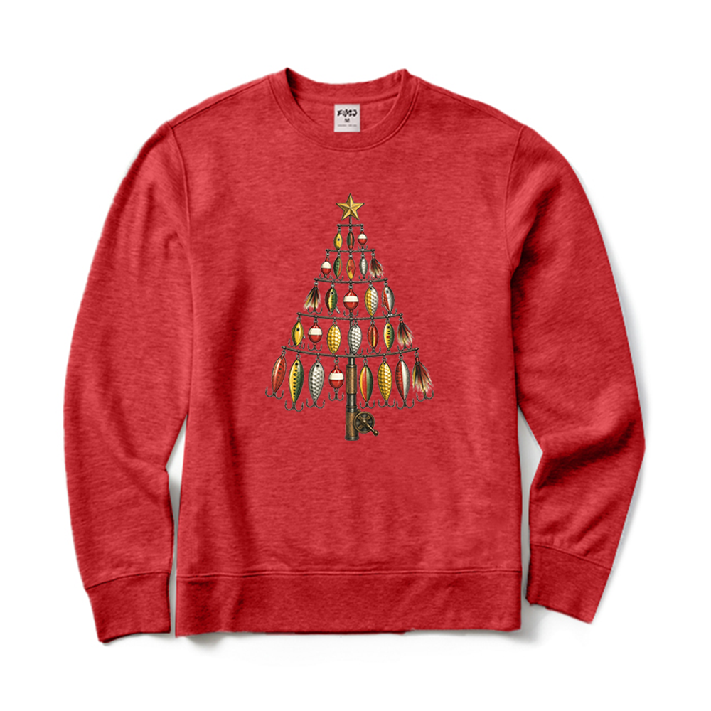 Fishing Lure Christmas Tree Fisherman Crewneck Sweatshirt