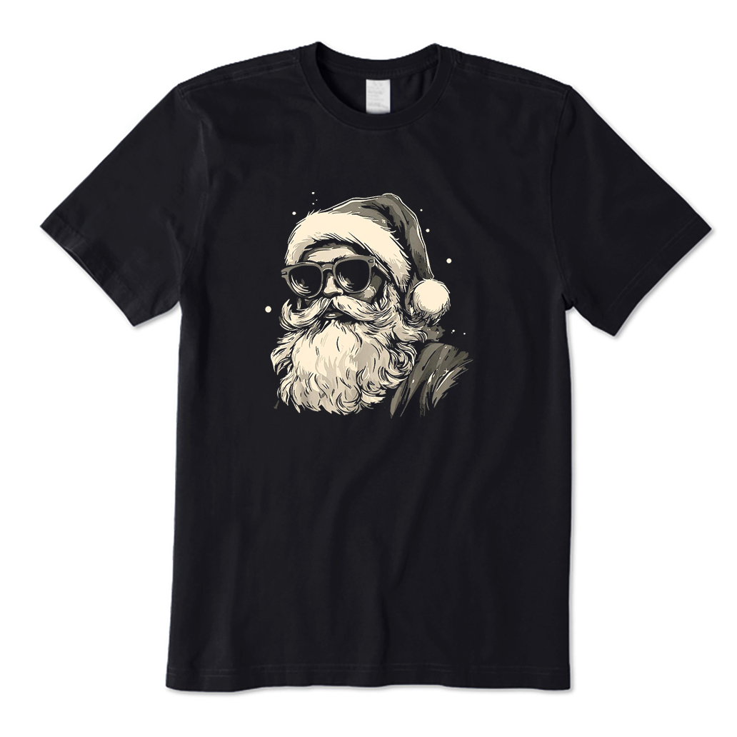 Santa Face Sunglasses Christmas T-Shirt