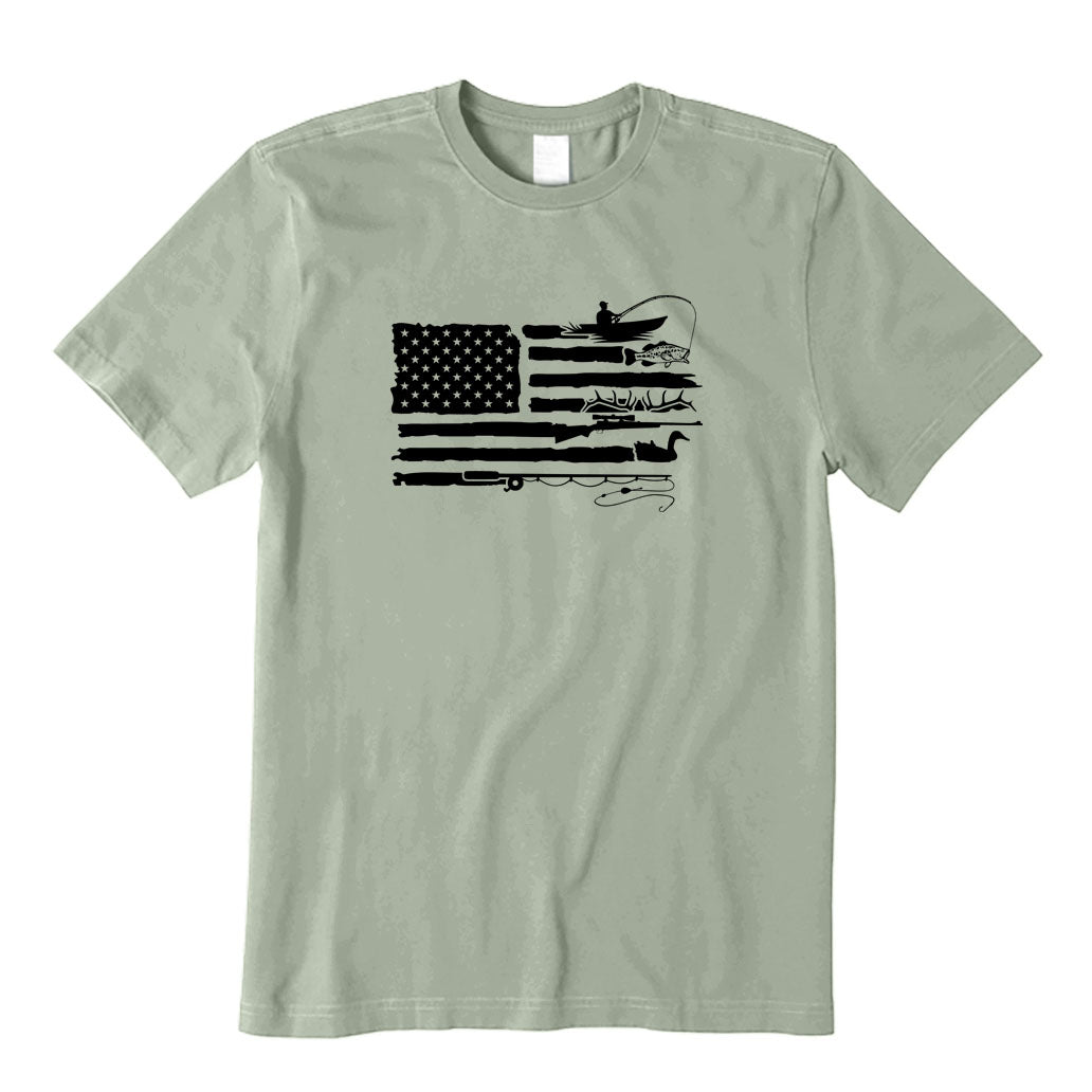 Fishing and Hunting American Flag T-Shirt