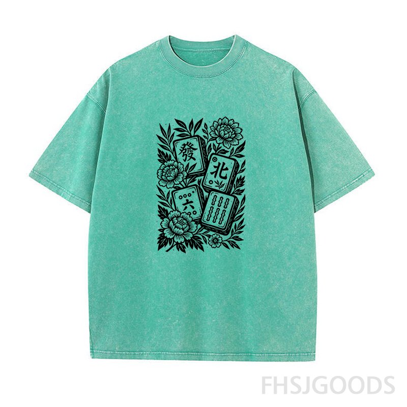 Floral Mahjong Unisex Distressed T-Shirt