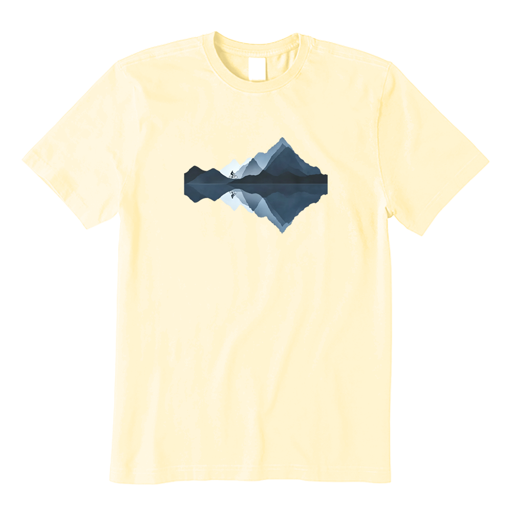 Minimal Mountain Bike Rider Lake Reflection T-shirt