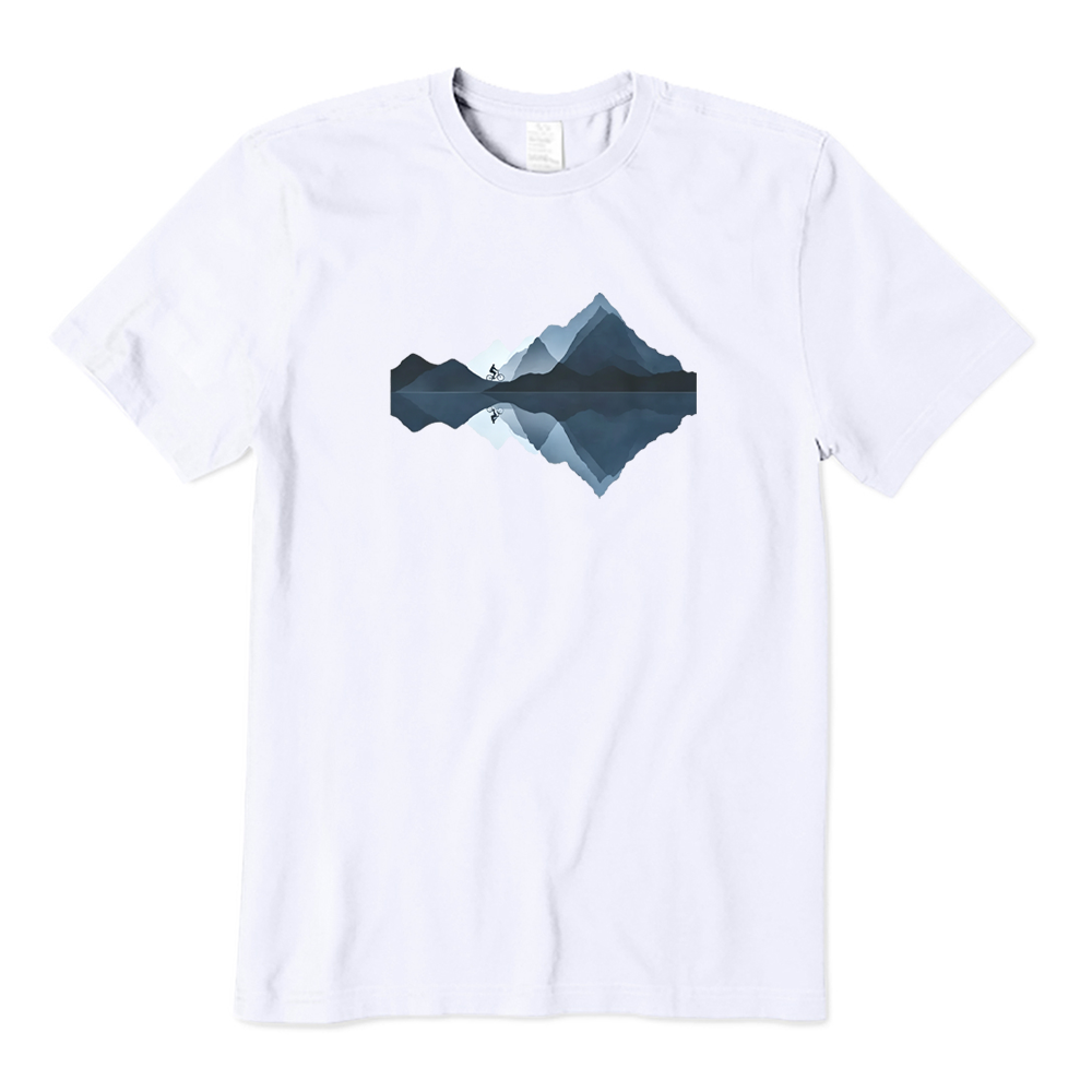 Minimal Mountain Bike Rider Lake Reflection T-shirt