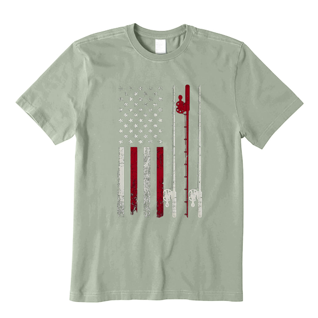 Fishing Rods American Flag T-Shirt