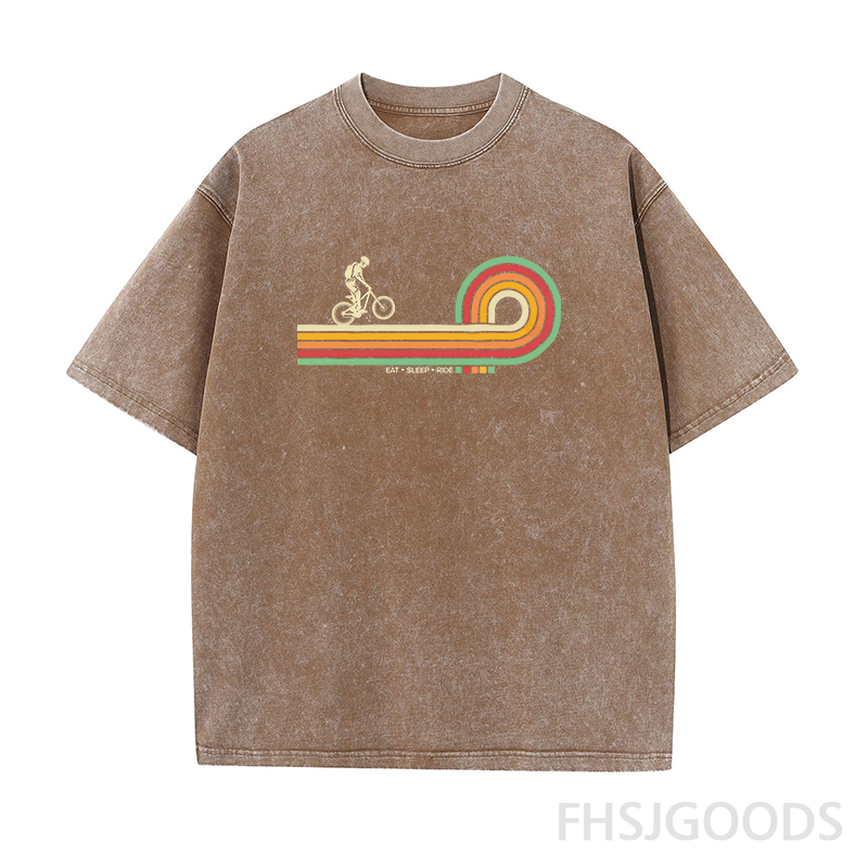 Retro Lines Mountain Bike Unisex Distressed T-Shirt