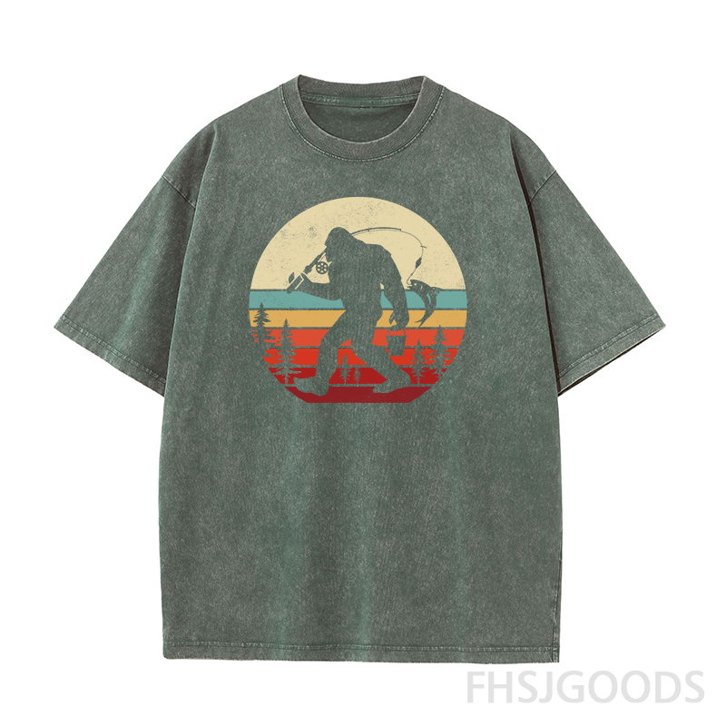 Bigfoot Fishing Unisex Distressed T-Shirt