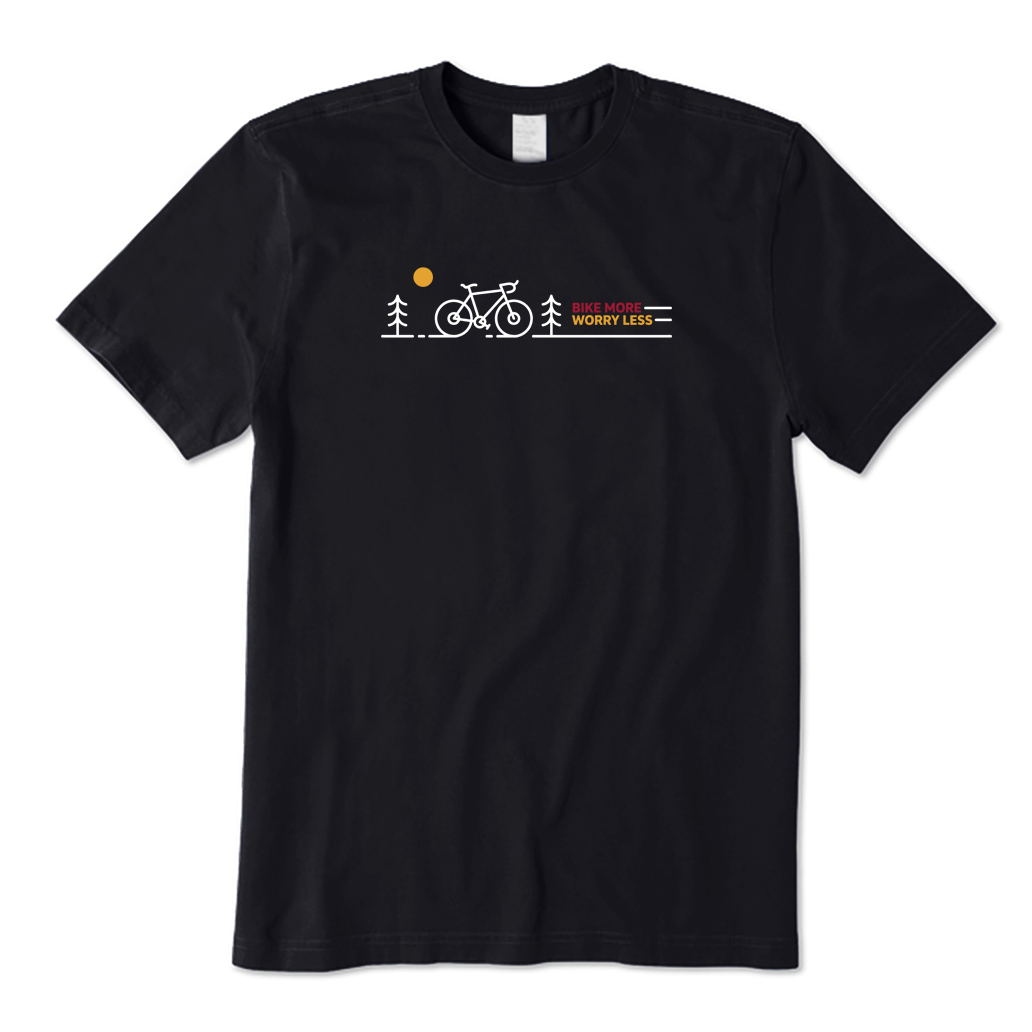 Bike More, Worry Less Cycling T-Shirt