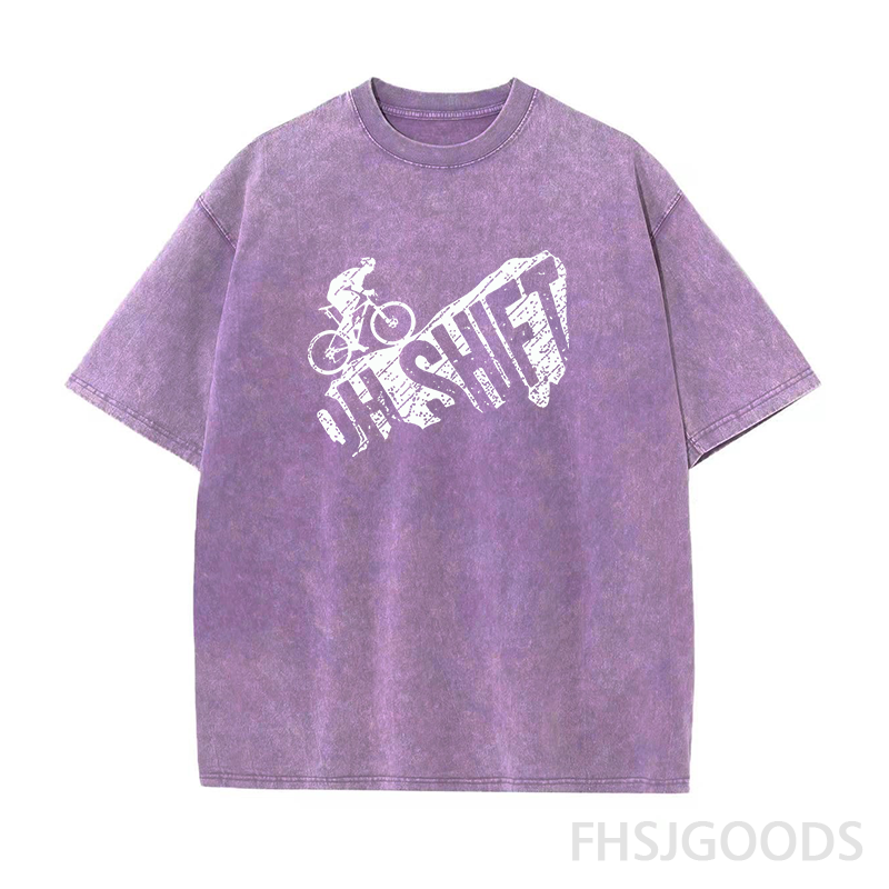 Oh Shift Mountain Biking Unisex Distressed T-Shirt