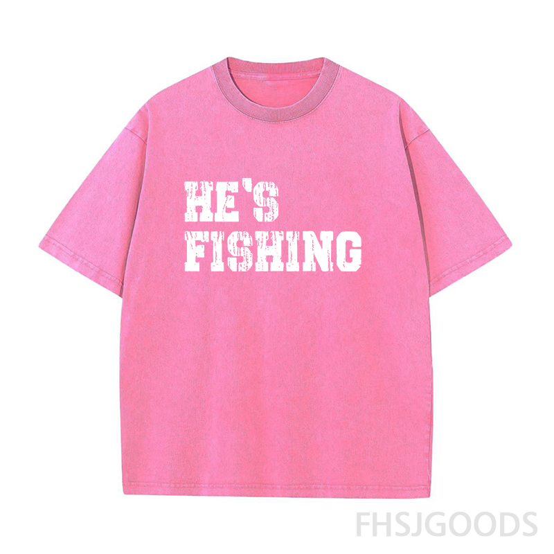 He's Fishing Unisex Distressed T-Shirt