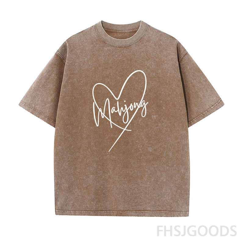 Mahjong Heart Unisex Distressed T-Shirt