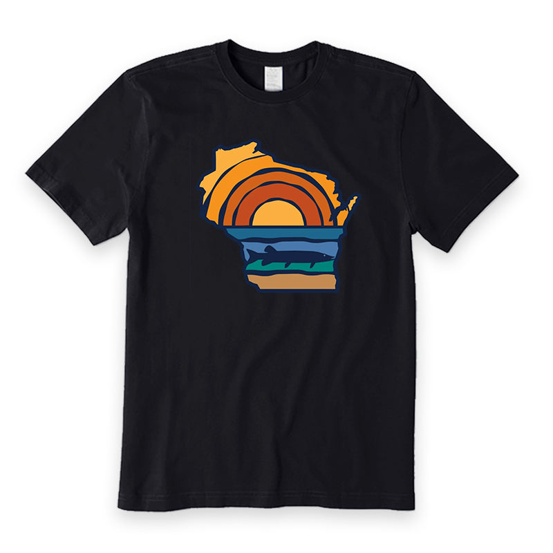 Wisconsin Sunset Sunrise Musky Lurking T-Shirt