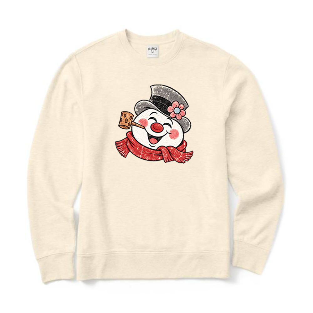 Retro Happy Snowman Christmas Crewneck Sweatshirt