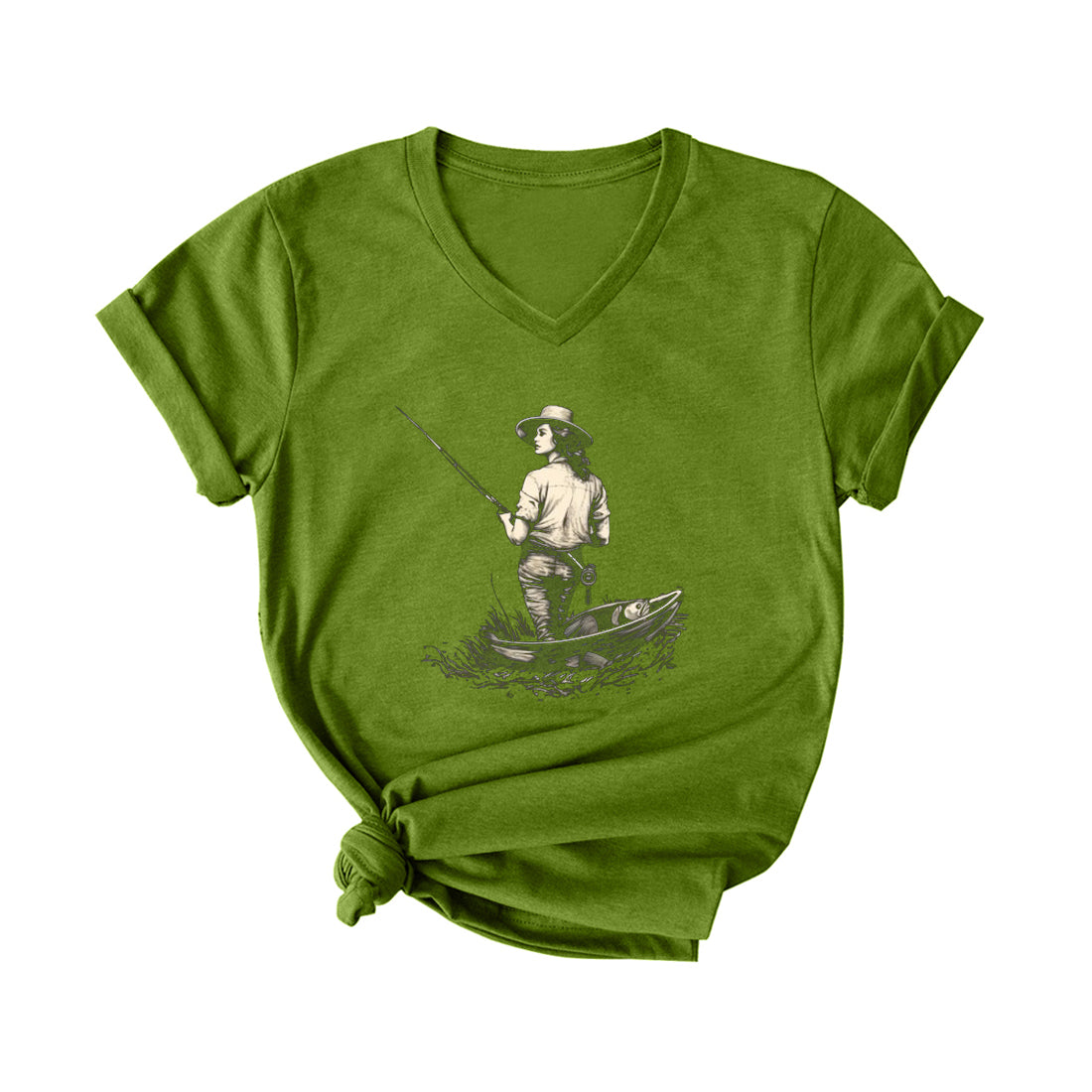 Vintage Fishing Women V Neck T-Shirt for Women