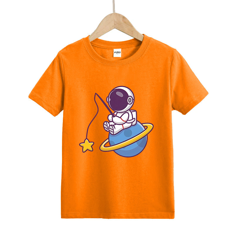 Astronaut Fishing in The Sea of stars Kid's T-Shirts
