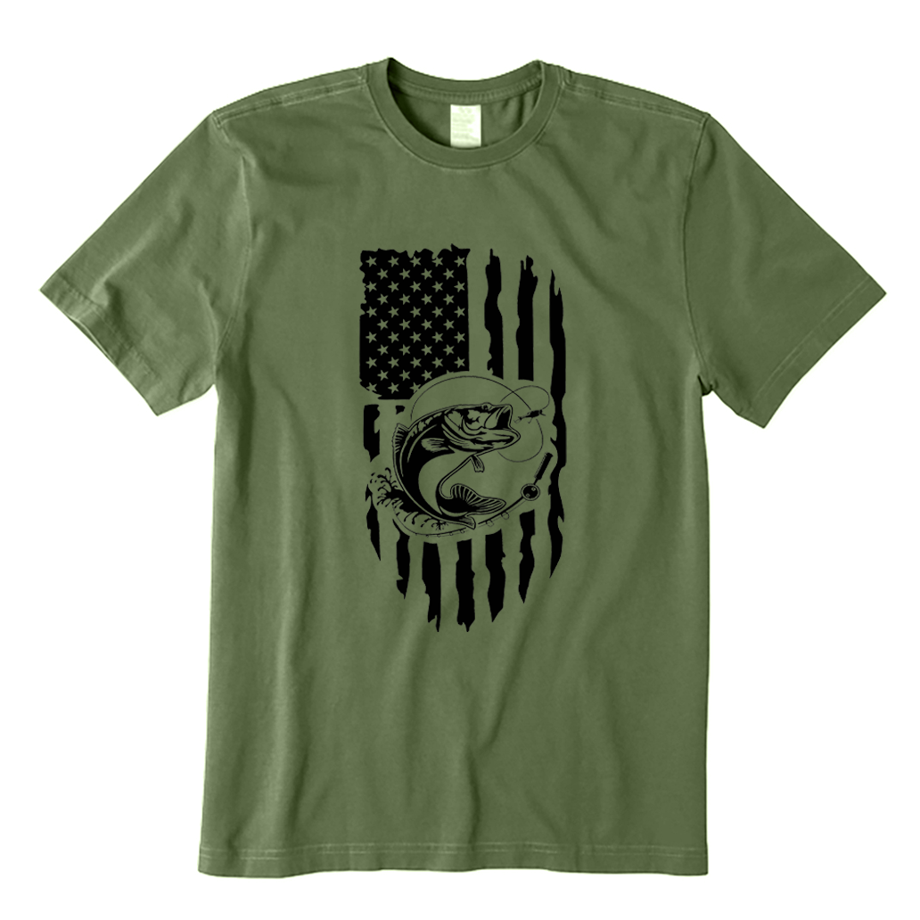 American Flag Bass Fishing T-shirt
