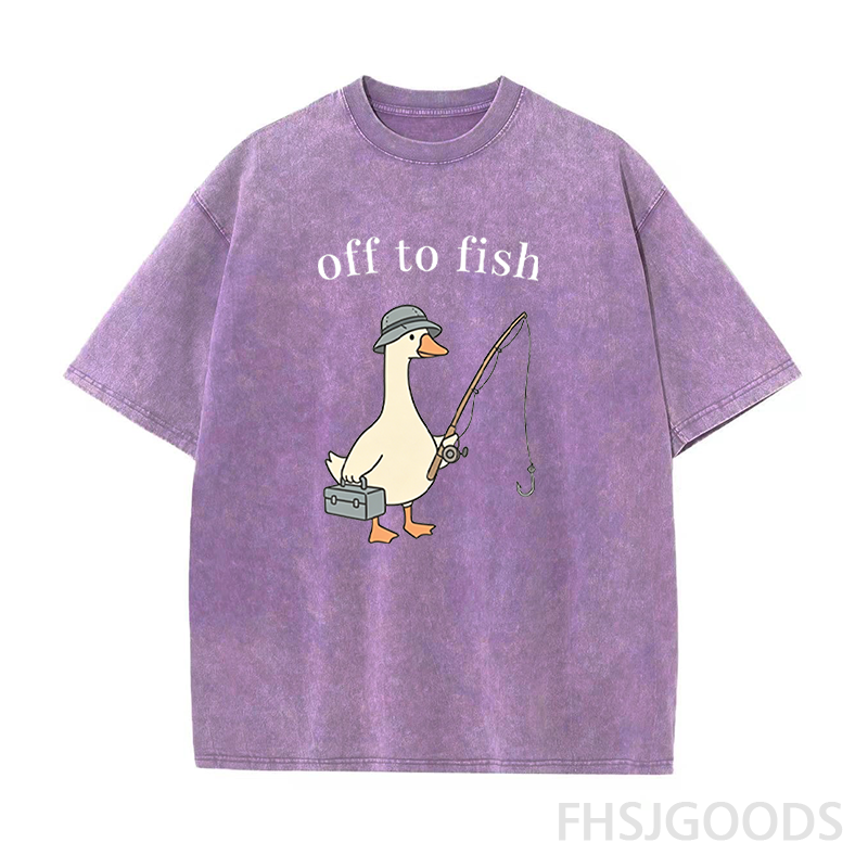 Off To Fish Goose Unisex Distressed T-Shirt