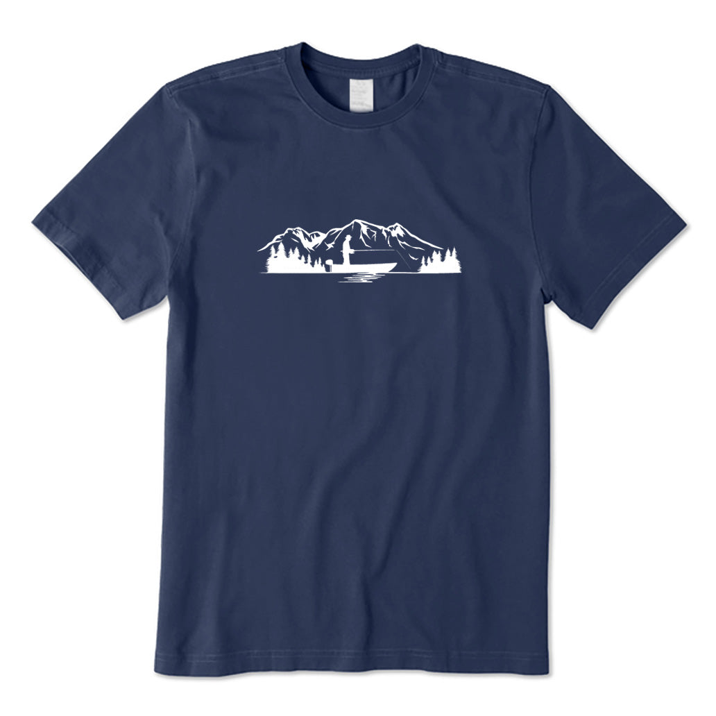 Fisherman on Boat and Landscape T-Shirt