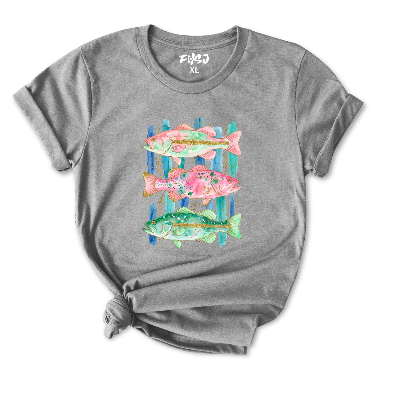 Watercolor Bass Fish T-Shirt for Women
