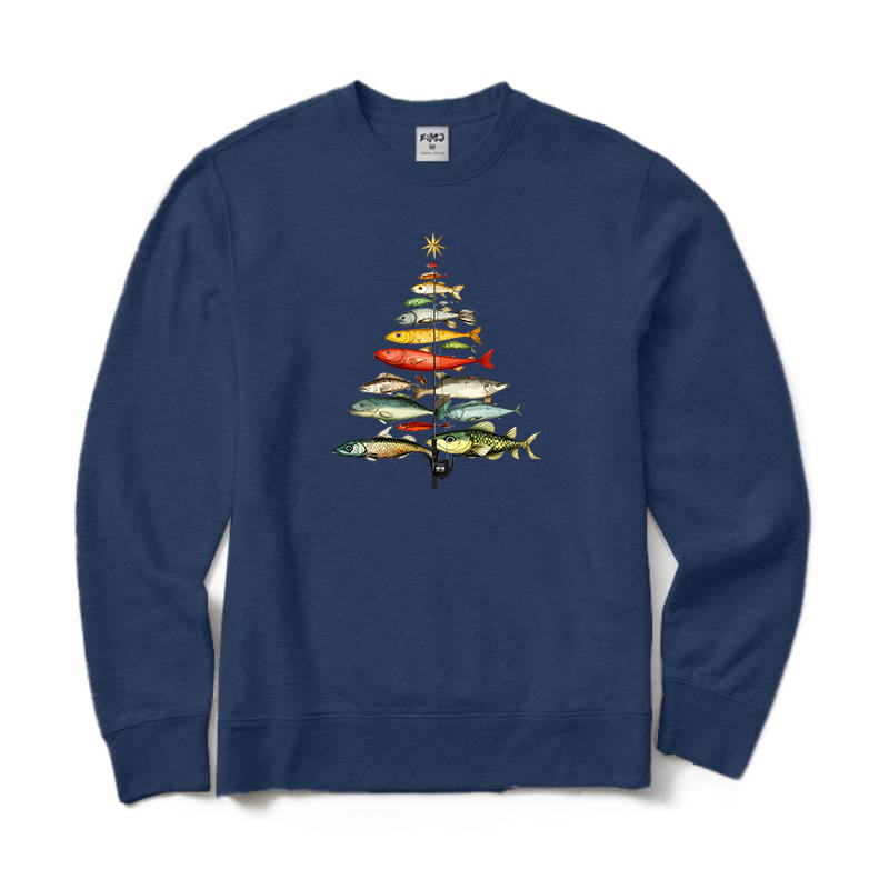 Fishing Christmas Tree Crewneck Sweatshirt