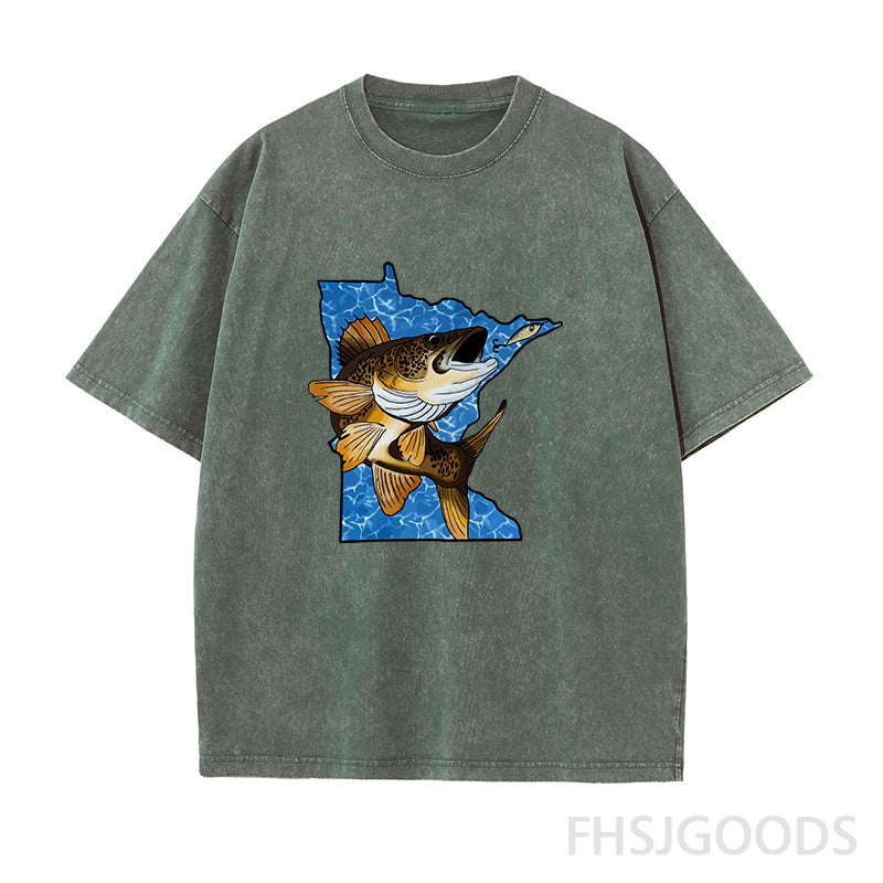 Walleye Fishing Unisex Distressed T-Shirt