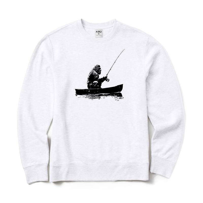 Bigfoot Fishing on Boat Crewneck Sweatshirt