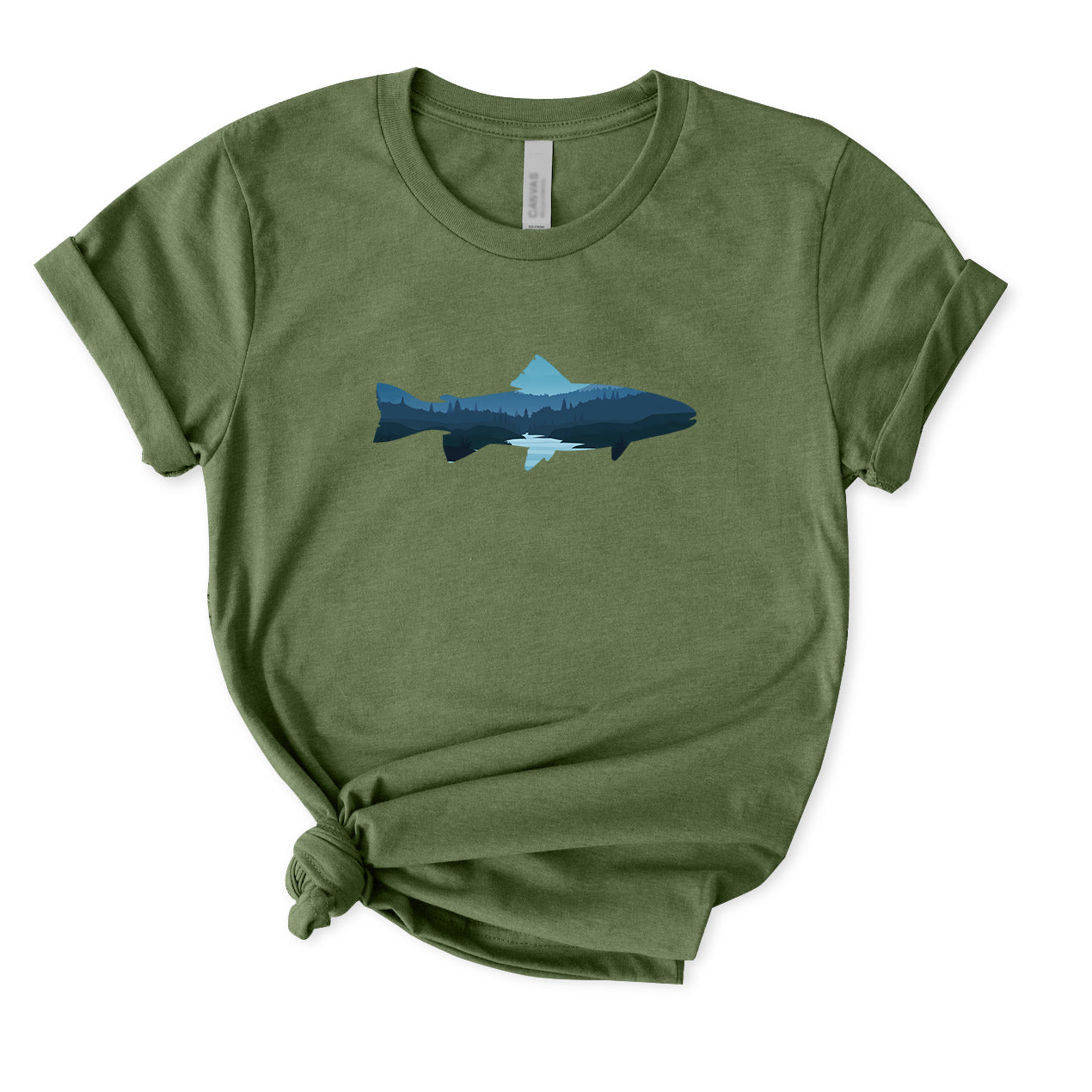 Fish Landscape Mountain and Lake T-Shirt for women