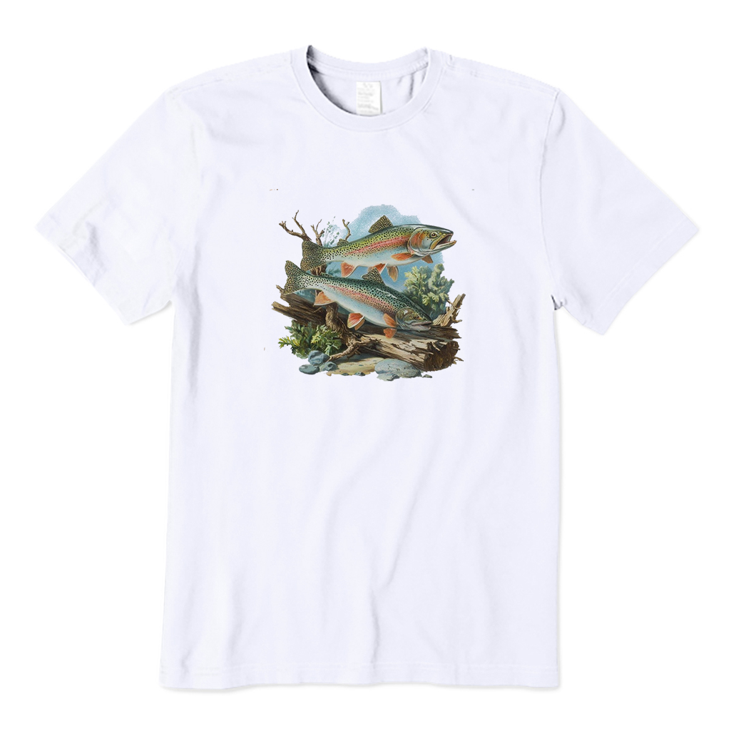 Retro Rainbow Trout Underwater Scene T-Shirt