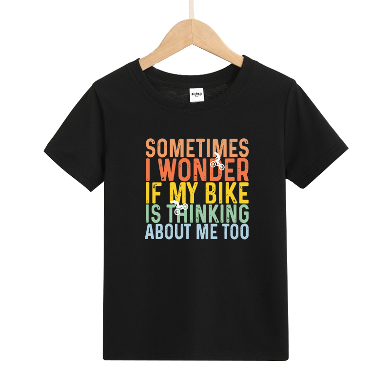 I Wonder If My Bike Is Think About Me Too Kids T-Shirt