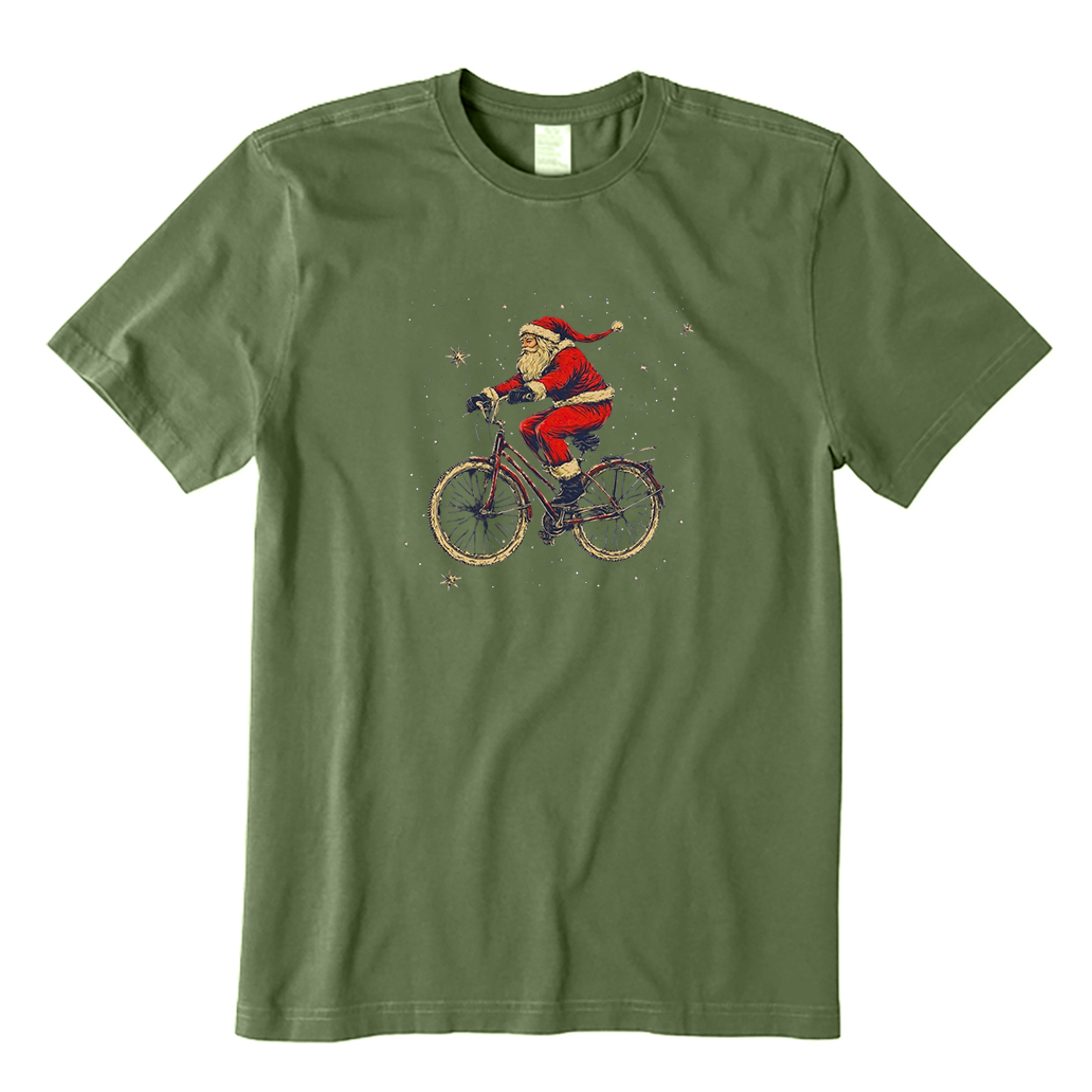 Santa Cycling Christmas T-Shirt