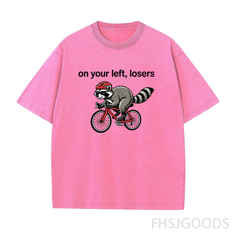 On Your Left Losers Raccoon Cycling Unisex Distressed T-Shirt