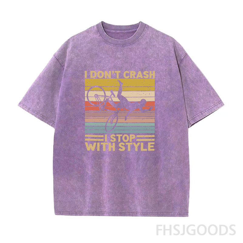 I Don't Crash I Stop with Style Cycling Unisex Distressed T-Shirt
