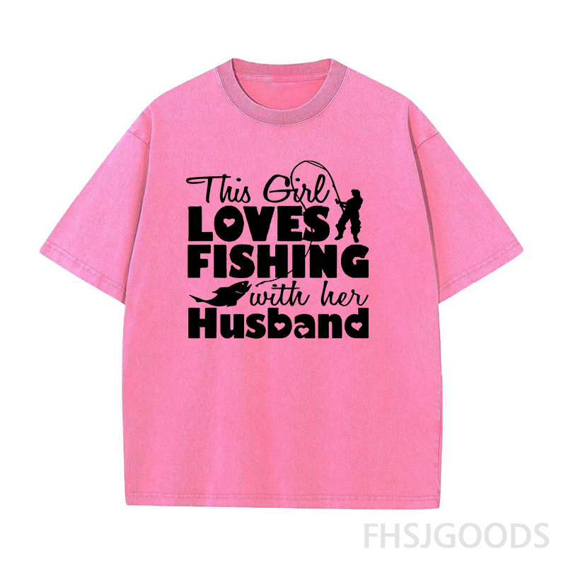 This Girl Love Fishing with Husband Unisex Distressed T-Shirt