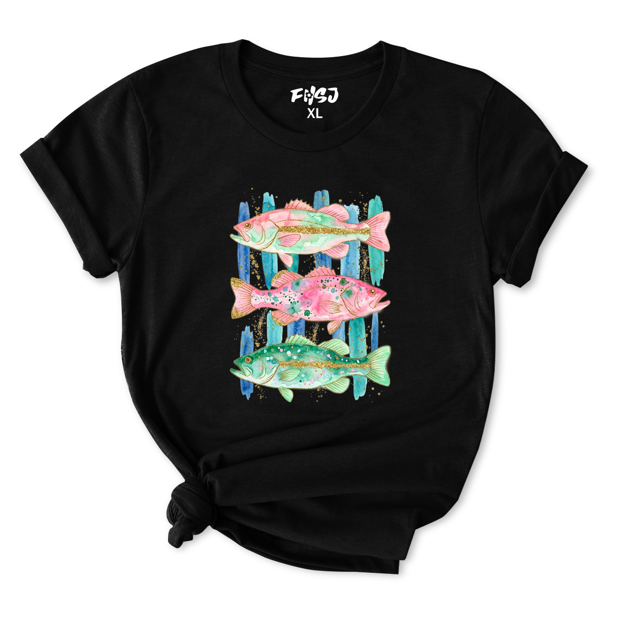 Watercolor Bass Fish T-Shirt for Women