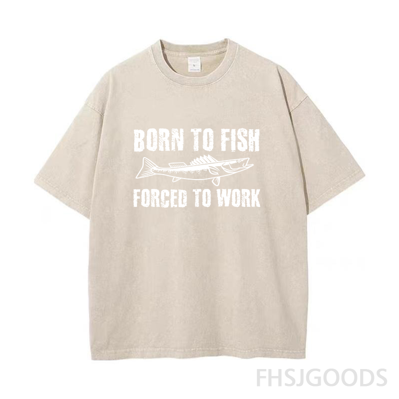 Born To Fish Forced To Work Unisex Distressed T-Shirt