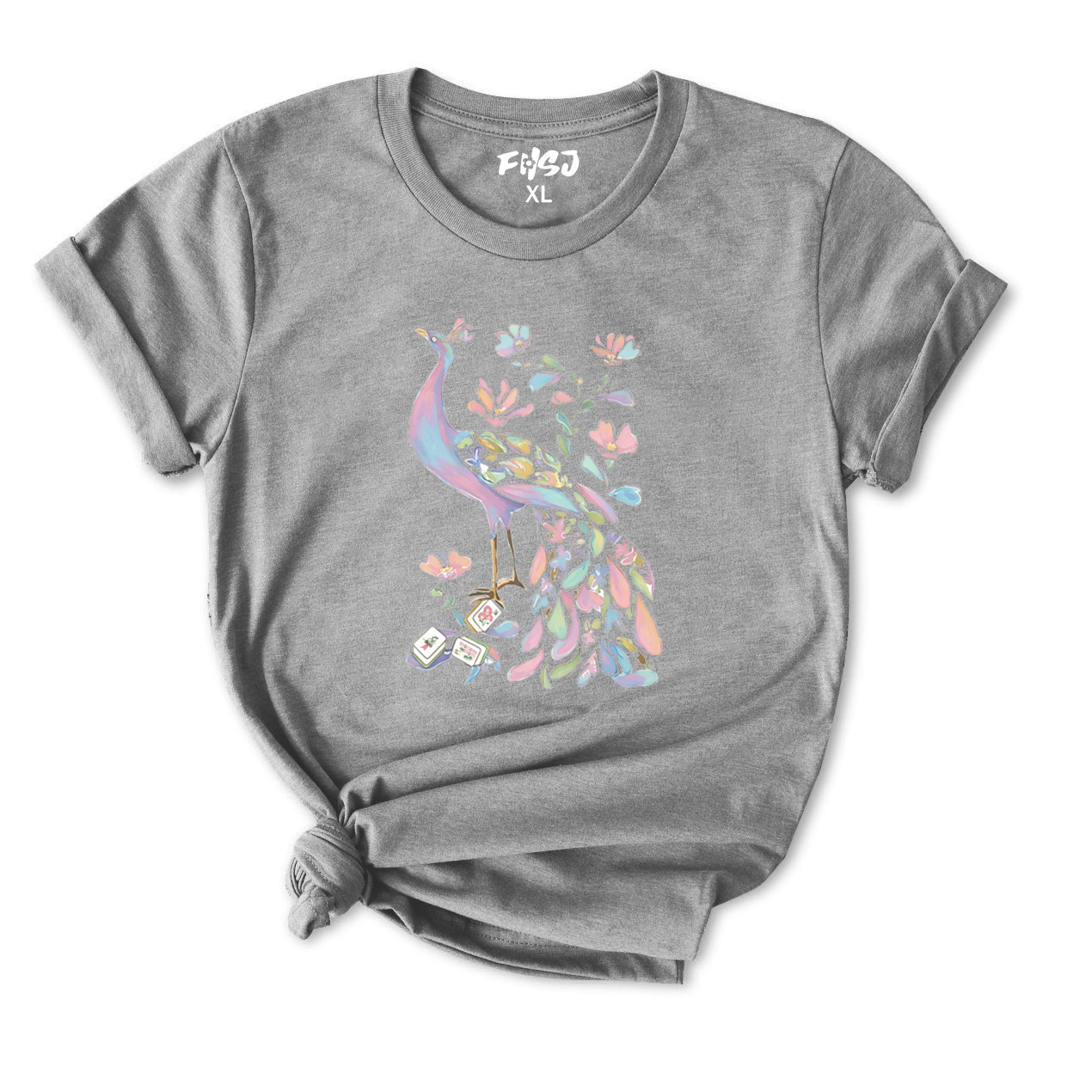 Pastel Peacock Mahjong T-Shirt for Women