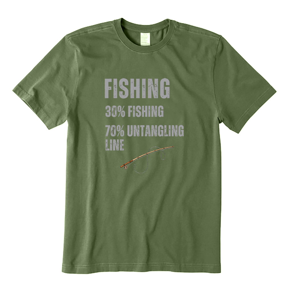 Fishing 30% Fishing 70% Untangling Line Funny Graphic T-Shirt