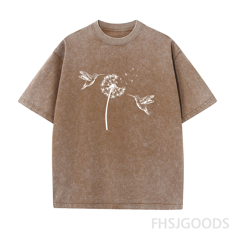 Dandelion & Hummingbirds Unisex Distressed T-Shirt