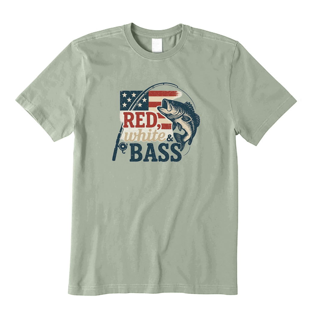 Red White and Bass Fishing T-Shirt